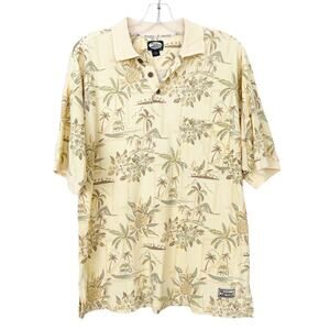 Tommy Bahama Yellow Floral Short Sleeve Polo Sz L